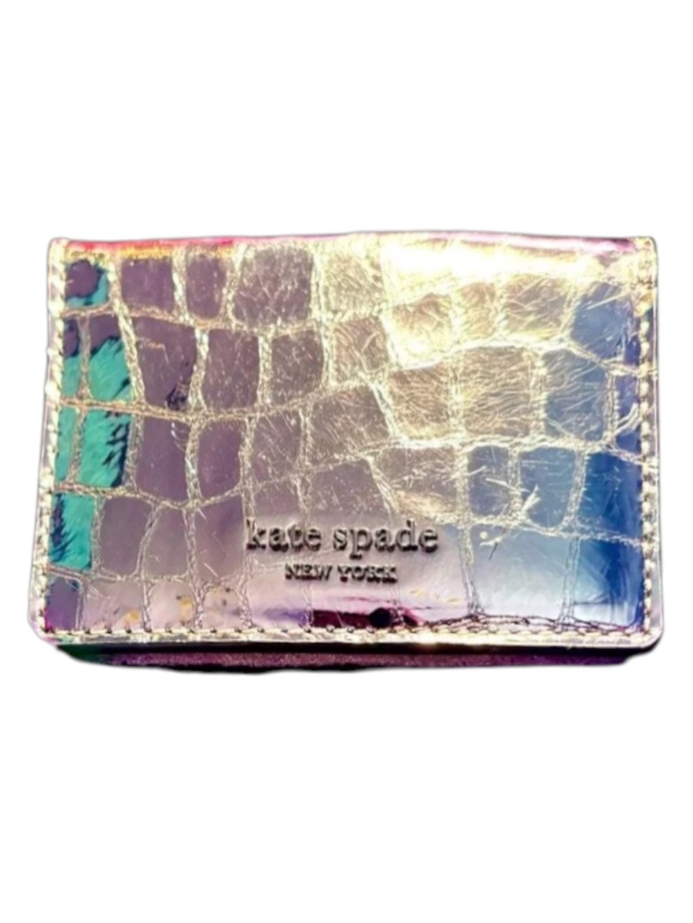 Kate Spade Sylvia Croc Mirror Card Case NEW